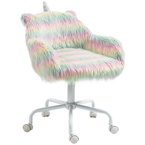 Vinsetto Unicorn Home Office Chair, Height Adjustable Fluffy Desk Chair with Armrests and Swivel Wheels, Colourful for sale Buy Vinsetto Unicorn Home Office Chair, Height Adjustable Fluffy Desk Chair with Armrests and Swivel Wheels, Colourful from Furnituretta
