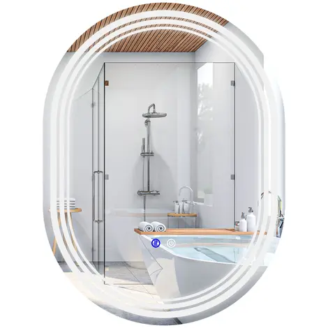 Buy kleankin 700 x 500mm Bathroom Mirror with LED Lights Makeup Mirror from Furnituretta