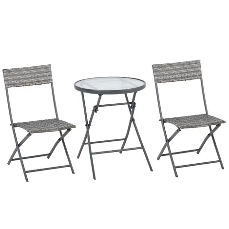 Buy Outsunny 2 Seater Rattan Bistro Set Outdoor Foldable Wicker from Furnituretta