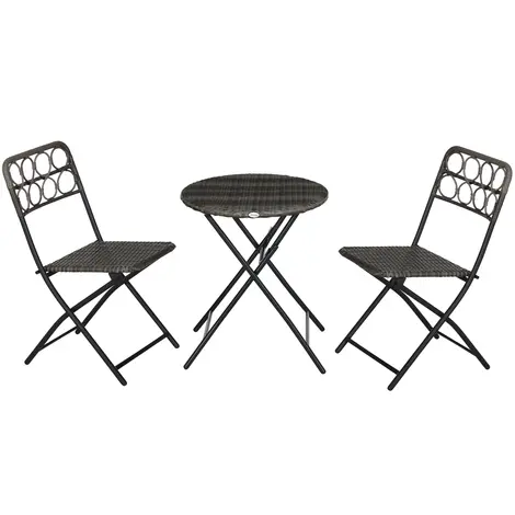 Buy Outsunny 3 PCS Rattan Wicker Bistro Set with Easy Folding from Furnituretta