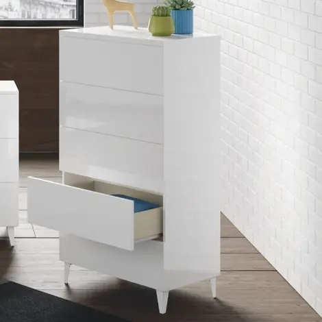 Buy Widnes White Gloss Tall Chest of Drawers – Sleek Vertical Storage with Smooth Glide Drawers from Furnituretta
