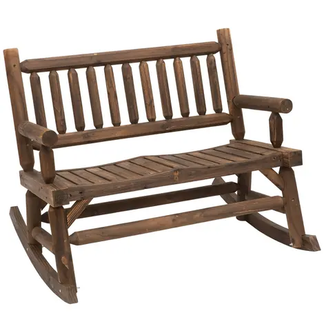Buy Outsunny Garden 2-Seater Rocking Bench Wood Frame Rough-Cut from Furnituretta