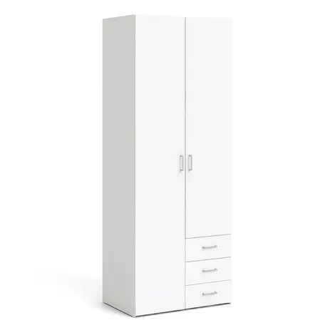Buy Space Wardrobe – 2 Doors, 3 Drawers in White from Furnituretta