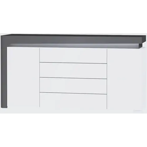 Buy Devizes 2 Door 4 Drawer Sideboard Cabinet with Lights Grey and White Gloss from Furnituretta