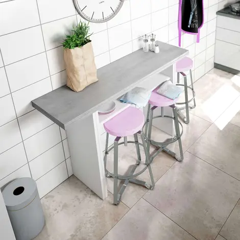 Buy Lindsey Extending Breakfast Bar Table – Concrete Grey & White Finish with Fold-Out Design from Furnituretta