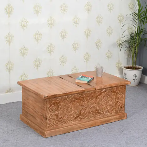 Buy Artwork Mango Wood Coffee Table & Blanket Box from Furnituretta