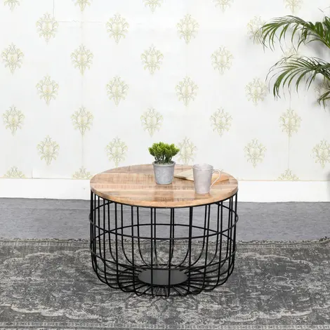 Buy Surrey Wood & Metal Wire Coffee Table with Removable Top from Furnituretta