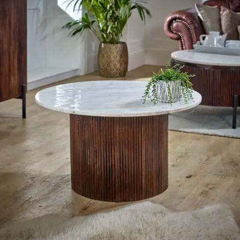 Buy Opal Mango Wood Coffee Table with Marble Top from Furnituretta