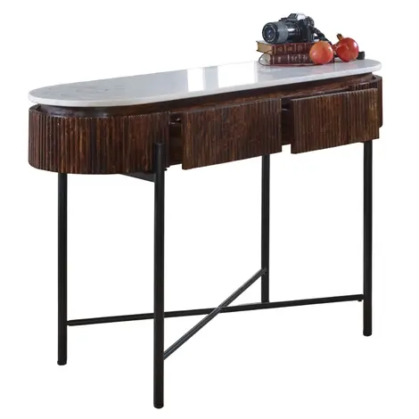 Buy Opal Mango Wood Console Table With Marble Top And Metal Legs from Furnituretta