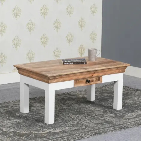 Buy Alfie Solid Mango Wood Coffee Table with Drawer from Furnituretta