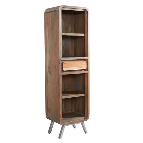 Buy Aspen Narrow Bookcase – Sleek, Sustainable Design with Artisan-Crafted Solid Hardwood & Reclaimed Metal from Furnituretta
