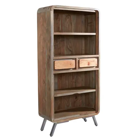 Buy Aspen Large Bookcase – Retro-Chic Two-Tone Hardwood & Reclaimed Metal Craftsmanship from Furnituretta
