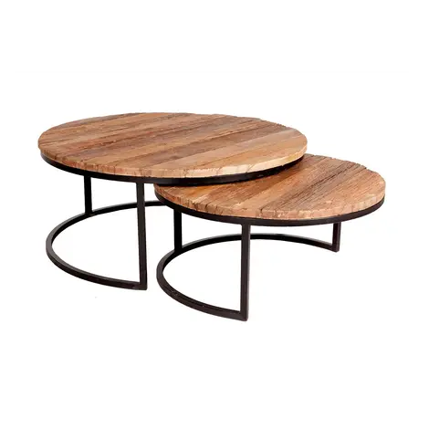 Buy Round Railway Sleeper Coffee Table Set (2 Tables) from Furnituretta