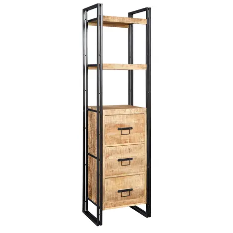 Buy Cosmo Industrial Slim Bookcase – Handcrafted Reclaimed Wood & Metal Design from Furnituretta