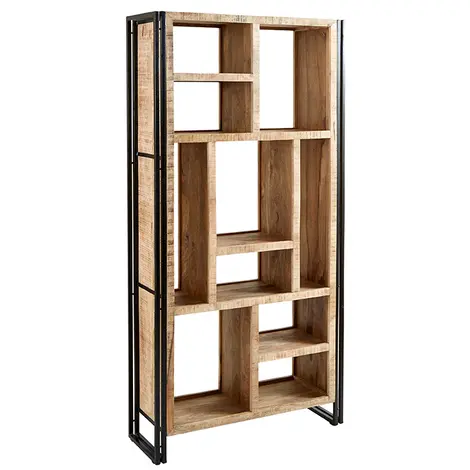 Buy Cosmo Industrial Multi Shelf Bookcase – Eco-Friendly Handcrafted Mango Wood & Reclaimed Metal Design from Furnituretta