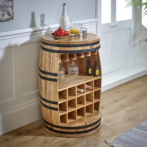 Buy Surrey Solid Dark Wood Barrel Wine Sideboard from Furnituretta