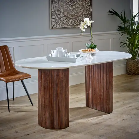 Buy Opal Mango Wood Dining Table 170Cm With Marble Top from Furnituretta