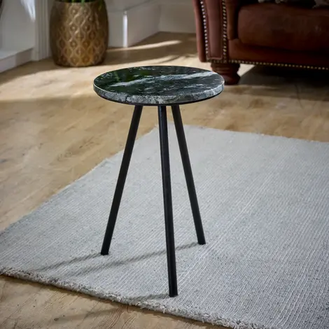 Buy Opal Side Table With Black Marble Top & Metal Legs from Furnituretta