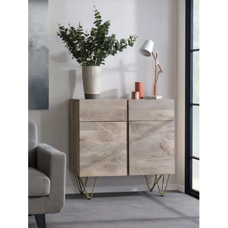 Buy Light Gold 2 Door Medium Sideboard from Furnituretta