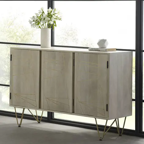 Buy Light Gold Large Sideboard 3 Doors from Furnituretta