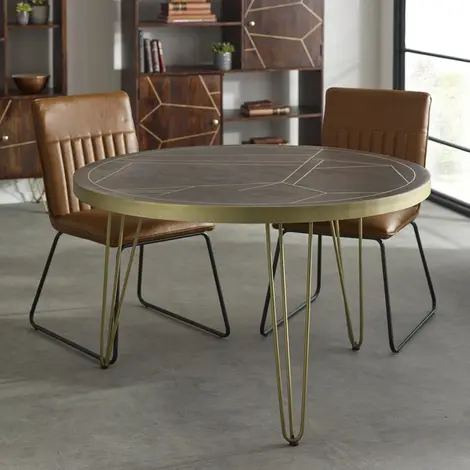 Buy Dark Gold Round Dining Table from Furnituretta