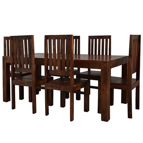 Buy Toko Dark Mango 6Ft Dining Set With Wooden Chairs from Furnituretta
