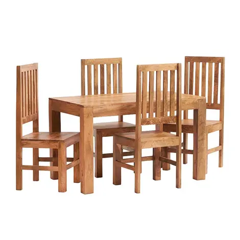 Buy Toko Light Mango 4Ft Dining Set With Wooden Chairs from Furnituretta