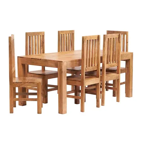 Buy Toko Light Mango 6Ft Dining Set With Wooden Chairs from Furnituretta