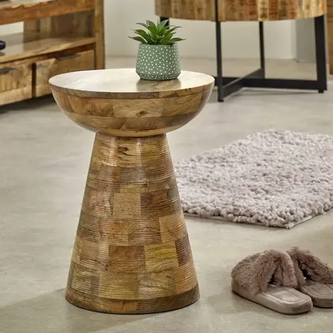 Buy Solid Wood Round Side Table Mushroom Style, Elegant And Versatile from Furnituretta