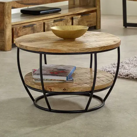 Buy Surrey Solid Wood & Metal Coffee Table With Shelf from Furnituretta