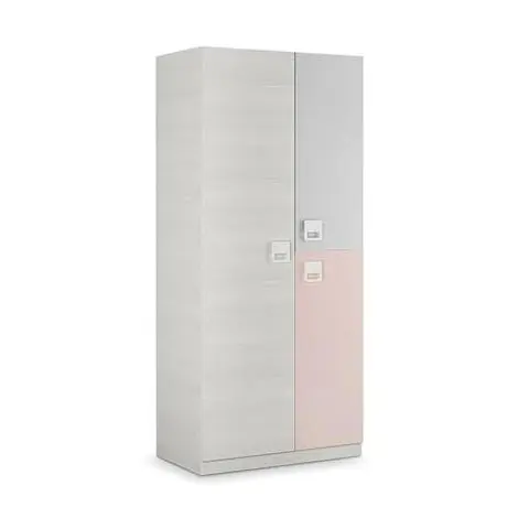 Buy Clun 3 Door Slim Narrow Wardrobe Grey and Pink from Furnituretta