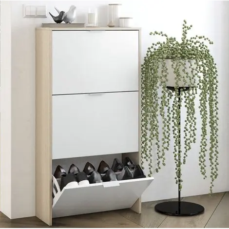 Buy Hemel White and Oak Effect Shoe Cabinet from Furnituretta