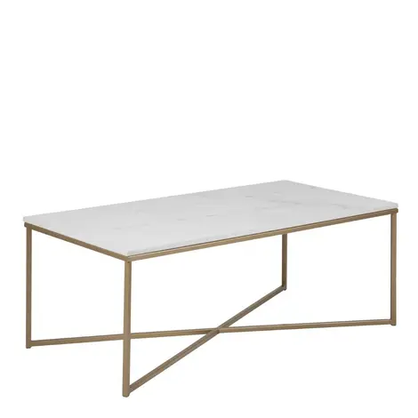 Buy Alisma Coffee Table – White Marble Top with Metal Frame from Furnituretta