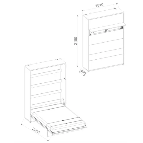 BC-01 Vertical Wall Bed Concept Grey Matt 140cm, Colour: Grey Matt, Size: 140 x 200cm, 7 for sale Buy BC-01 Vertical Wall Bed Concept Grey Matt 140cm, Colour: Grey Matt, Size: 140 x 200cm, 7 from Furnituretta