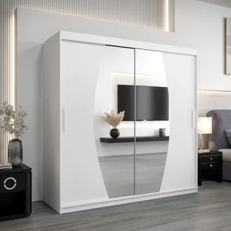 Buy Elypse Sliding Door Wardrobe White 200cm, Colour: White, Width: 200 from Furnituretta