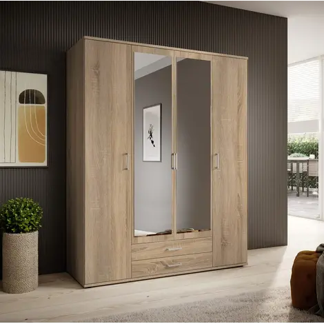 Buy Karl Hinged Door Wardrobe – Oak Sonoma Finish, 160 cm Wide, Colour: Oak Sonoma, Width: 160 from Furnituretta