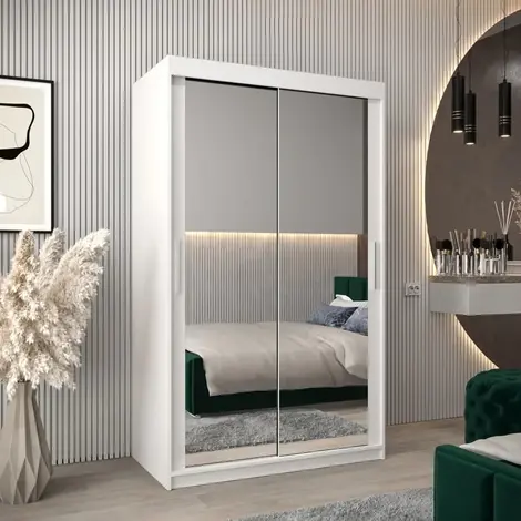 Buy Tokyo III Sliding Door Wardrobe White 120cm, Colour: White, Width: 120 from Furnituretta