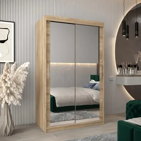 Buy Tokyo III Sliding Door Wardrobe Oak Sonoma 120cm, Colour: Oak Sonoma, Width: 120 from Furnituretta