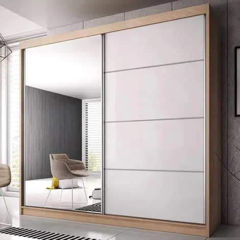 Buy Multi 35 Sliding Mirror Door Wardrobe Oak Sonoma 233cm, Colour: Oak Sonoma, Width: 233 from Furnituretta