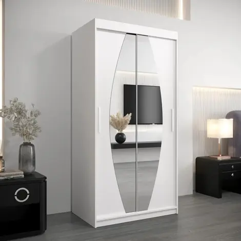 Buy Elypse Sliding Door Wardrobe White 100cm, Colour: White, Width: 100 from Furnituretta