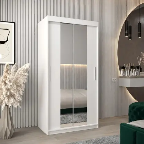 Buy Tokyo I Sliding Door Wardrobe White 100cm, Colour: White, Width: 100 from Furnituretta
