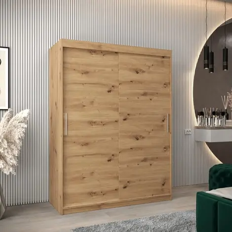 Buy Tokyo Sliding Door Wardrobe Oak Artisan 150cm, Colour: Oak Artisan, Width: 150 from Furnituretta