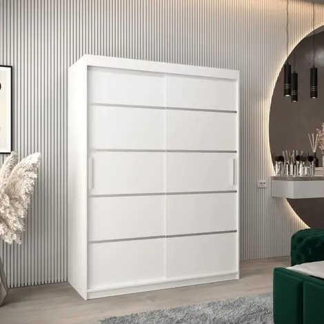 Buy Verona 01 Sliding Door Wardrobe White 150cm, Colour: White, Width: 150 from Furnituretta