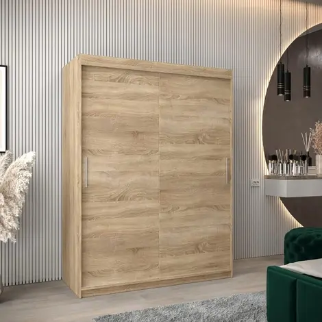 Buy Tokyo Sliding Door Wardrobe Oak Sonoma 150cm, Colour: Oak Sonoma, Width: 150 from Furnituretta