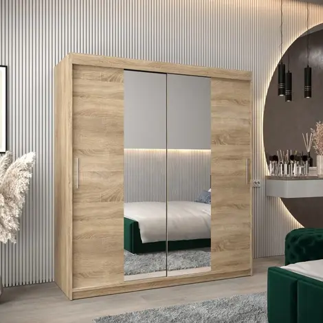 Buy Tokyo I Sliding Door Wardrobe Oak Sonoma 180cm, Colour: Oak Sonoma, Width: 180 from Furnituretta
