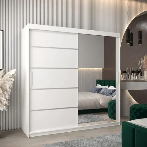 Buy Verona 02 Sliding Door Wardrobe White 200cm, Colour: White, Width: 200 from Furnituretta
