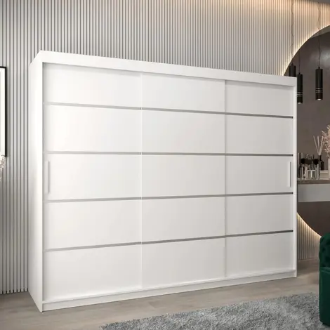 Buy Verona 01 Sliding Door Wardrobe White 250cm, Colour: White, Width: 250 from Furnituretta