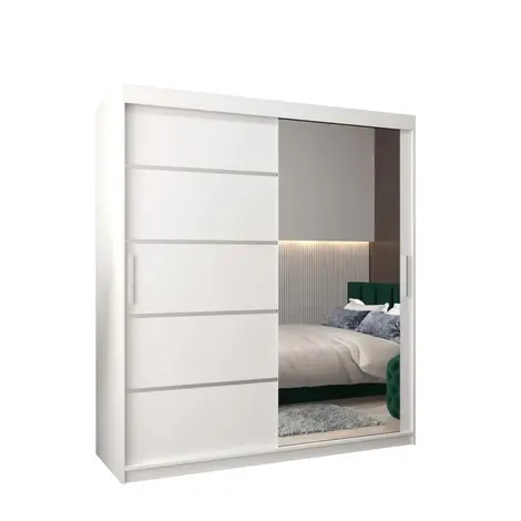 Buy Verona 02 Sliding Door Wardrobe White 180cm, Colour: White, Width: 180 from Furnituretta