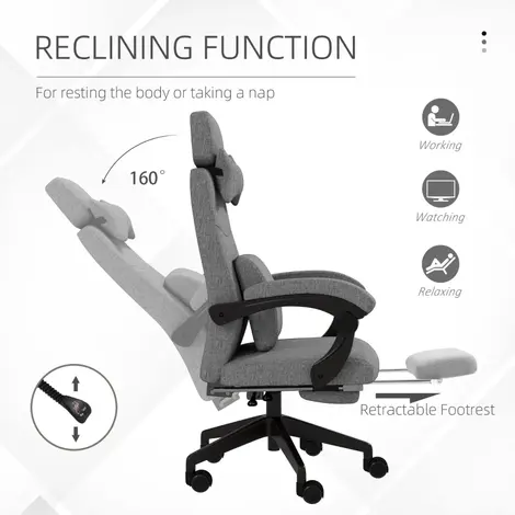Vinsetto Linen-Look Office Chair, with 160??° Reclining Back, 6 for sale Buy Vinsetto Linen-Look Office Chair, with 160??° Reclining Back, 6 from Furnituretta
