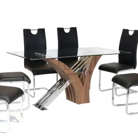 Buy Caspian Glass Dining Table Walnut Colour from Furnituretta
